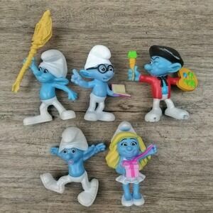 Smurfs Lost Village McDonalds Fast Food Toy Lot Figures Surfette Brainy Painter